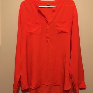Old Navy Bright Red Long Sleeve Blouse